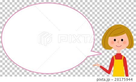 説明するエプロンの女性　吹き出し 28175944
