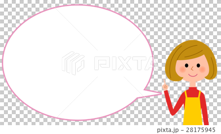 指をさすエプロンの女性 吹き出し 指をさすエプロンの女性 吹き出し 28175945