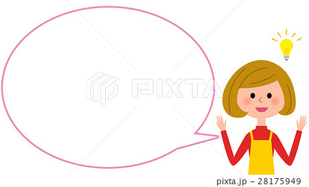 ひらめくエプロンの女性 吹き出し ひらめくエプロンの女性 吹き出し 28175949