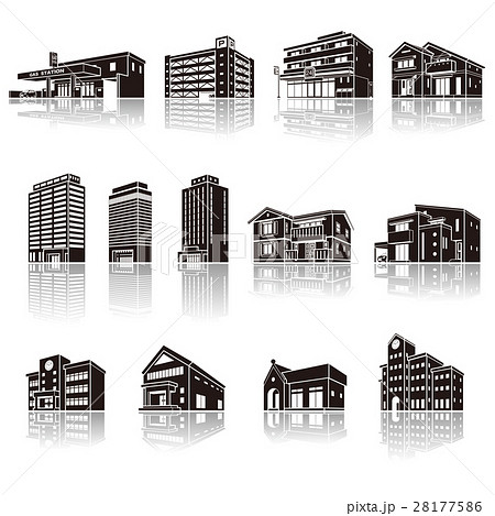 建物の影のイラスト 立体図形のイラスト素材