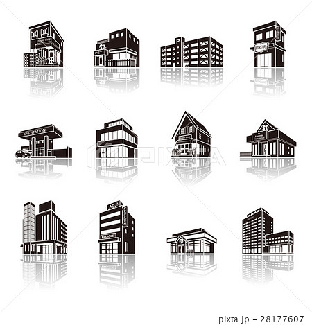 建物の影のイラスト 立体図形のイラスト素材