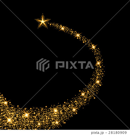 Glow gold star with trail. Light effect.  28180909