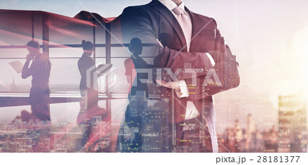 superhero businessman looking at city superhero businessman looking at city 28181377