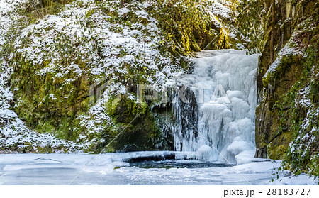 Forest waterfall in Baden-Baden in winter.  28183727