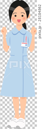 A woman happy with a guts pose wearing blue nurse clothes 28184862