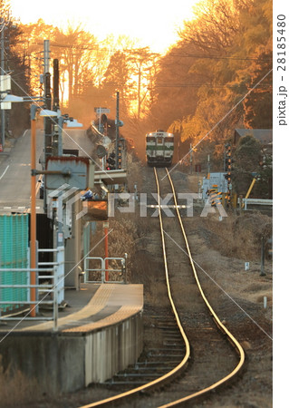 夕暮れ時の烏山線「鴻野山駅」風景 28185480