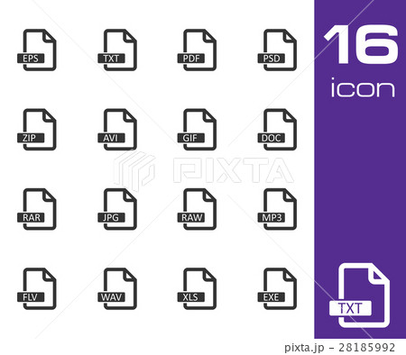 Vector black  file format  icons set 28185992