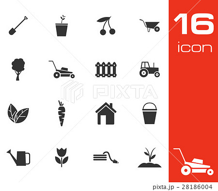 Vector black gardening icons set Vector black gardening icons set 28186004