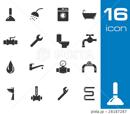 Vector black  plumbing  icons set 28187287
