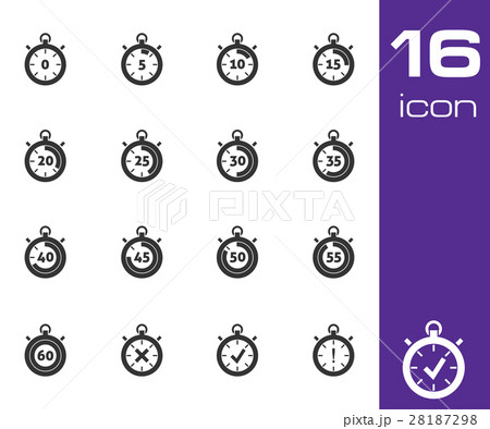 Vector black stopwatch icons set 28187298