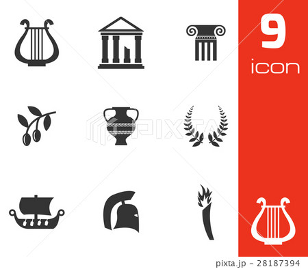 Vector black greece icons set 28187394