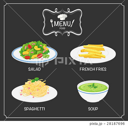 Different food on menu board Different food on menu board 28187696