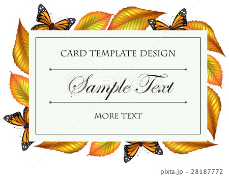 Card template with butterflies and yellow leaves Card template with butterflies and yellow leaves 28187772