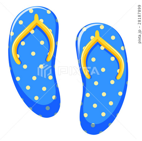 Beach sandals with yellow polkadots on blue Beach sandals with yellow polkadots on blue 28187899