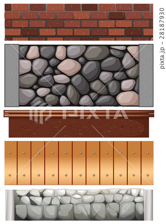 Seamless fence design with stones and wood Seamless fence design with stones and wood 28187930