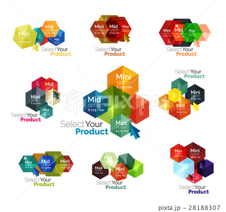 Set of hexagon navigation option diagrams Set of hexagon navigation option diagrams 28188307