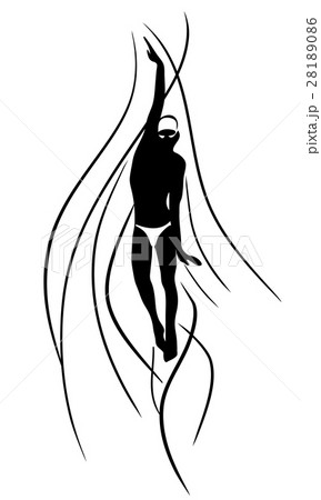 Back Crawl Backstroke Swimmer Silhouette. Sport 28189086