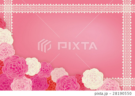 バラ レース ピンク フレームのイラスト素材
