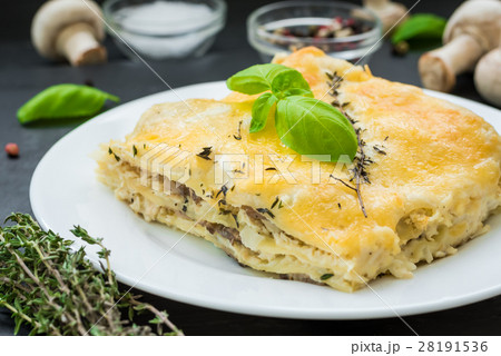 Delicious lasagna with bechamel sauce 28191536