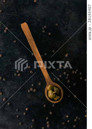 Top view on vintage wooden spoon Top view on vintage wooden spoon 28193407