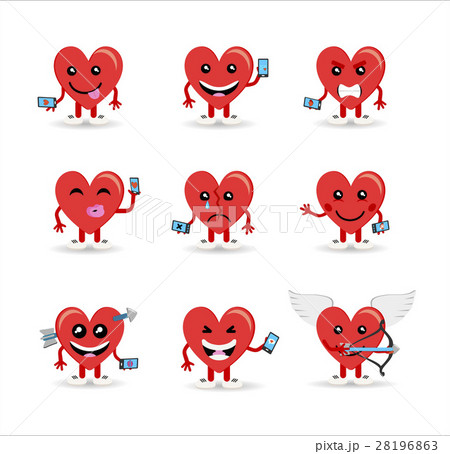 Valentines day social media heart emoji set 28196863