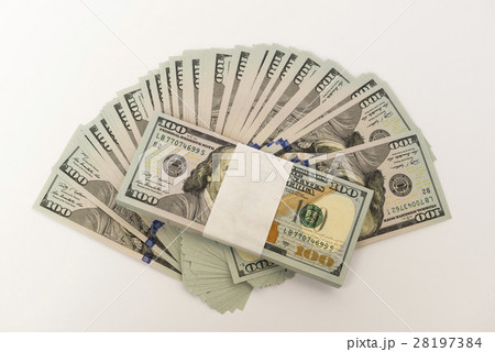 Stack of money in US dollars cash banknotes 28197384