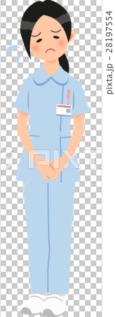 Female depressed wearing pants style blue nurse clothes 28197554