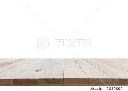 Empty top of wooden table or counter isolated on white background Empty top of wooden table or counter isolated on white background 28198094