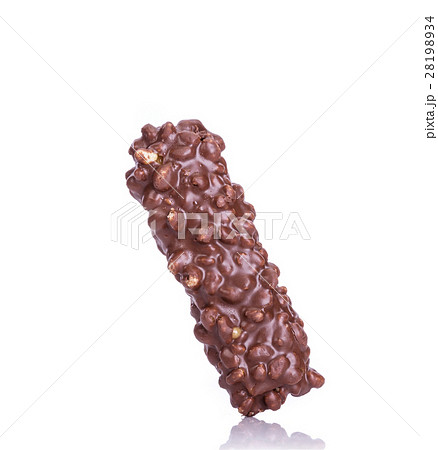 4 in 1 wafer chocolate bar (wafer, caramel, crispy, chocolate) isolated on white 28198934