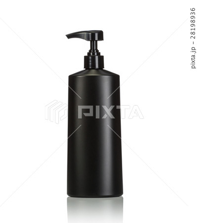 Blank black pump plastic bottle used for shampoo or soap. Studio shot isolated on white Blank black pump plastic bottle used for shampoo or soap. Studio shot isolated on white 28198936