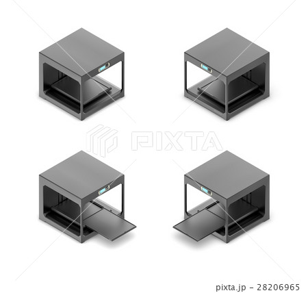 3d rendering of a small black 3d-printer in open 28206965