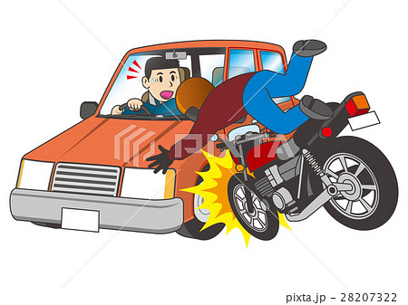 自動車とオートバイの事故のイラスト素材 7322