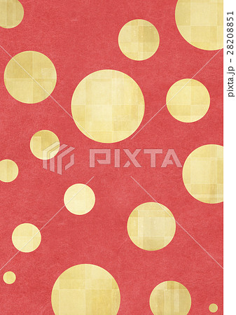 赤和紙に水玉模様の金のイラスト素材 51