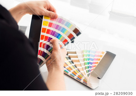 Graphic designer working with pantone palette 28209030