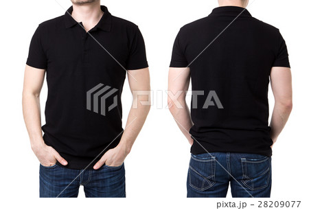 Black polo shirt with a collar on a young man Black polo shirt with a collar on a young man 28209077