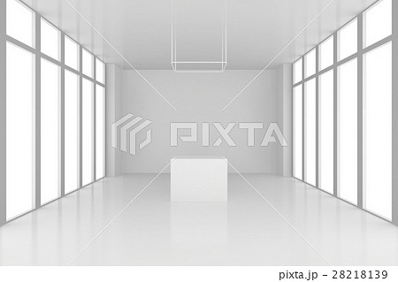 pedestal in white room with windows. 3d render 28218139