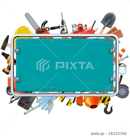 Vector Construction Rusty Frame with Tools Vector Construction Rusty Frame with Tools 28220760