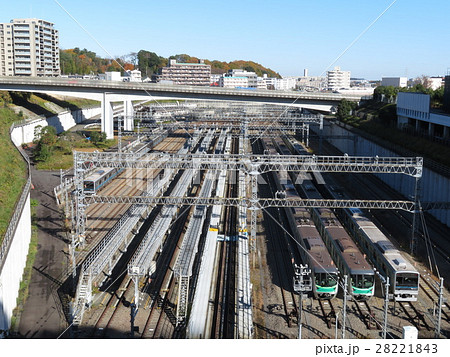 小田急 車両基地 唐木田の写真素材