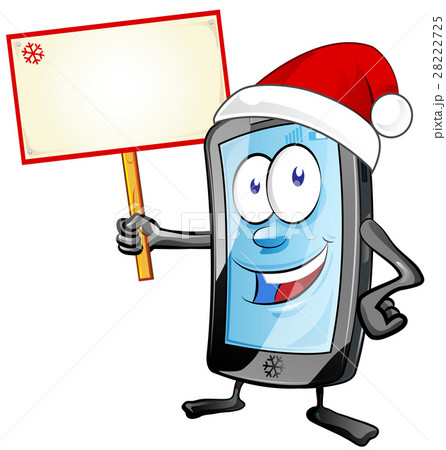 fun christmas mobile cartoon with signboard fun christmas mobile cartoon with signboard 28222725