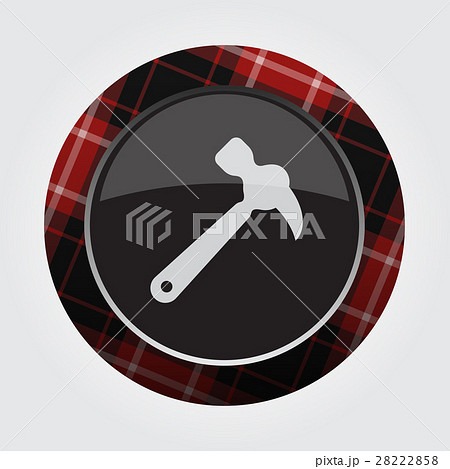 button with red, black tartan - claw hammer icon 28222858