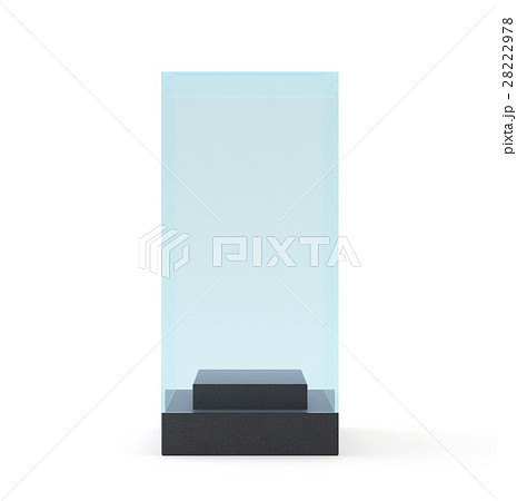 Empty glass pedestal. display showcase on white Empty glass pedestal. display showcase on white 28222978