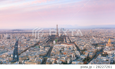 Aerial night view of Paris, France 28227261