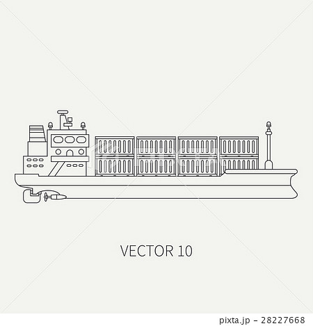 Line flat vector retro icon container cargo ship Line flat vector retro icon container cargo ship 28227668
