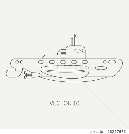 Line flat vector retro icon naval submarine 28227676