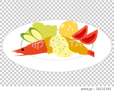 一隻油煎的蝦的例證 28232382