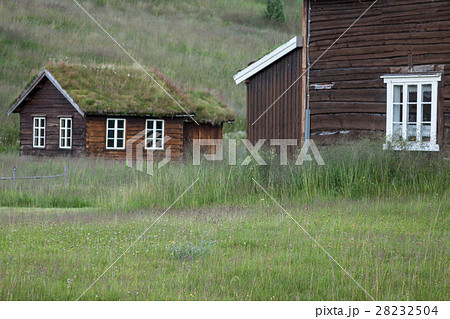 Norwegian typical grass roof country house 28232504