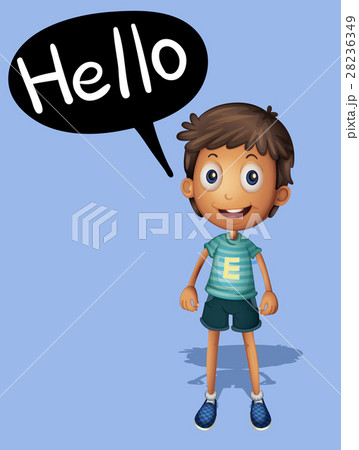 Boy Saying Hello On Blue Backgroundのイラスト素材