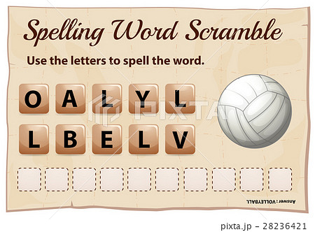 Spelling word scramble game template  28236421