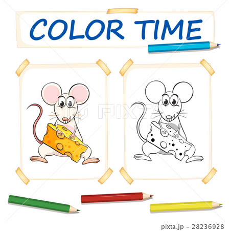 Coloring template with cute mouse 28236928