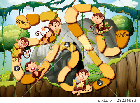 Game template with monkeys in the forest 28236933